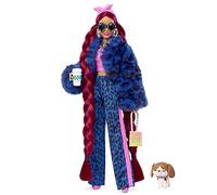Barbie Extra Chándal Leopardo Azul Muñeca Pelirroja articulada con Accesorios de Moda y Mascota, Juguete +3 años, Multicolor (Mattel HHN09)