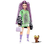 Barbie Extra Chaqueta de Carreras Muñeca Pelo Lila articulada con Accesorios de Moda y Mascota, Juguete +3 años (Mattel HHN10)