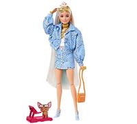 Barbie Extra Conjunto Estampado Bandana Muñeca Rubia articulada con Accesorios de Moda y Mascota, Juguete +3 años, Multicolor, (Mattel HHN08)