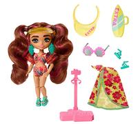 Barbie Extra Fly Mini Playa Muñeca pequeña Morena con Conjunto de Moda y Accesorios de Viaje, Juguete +3 años (Mattel HPB18)