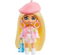 Barbie Extra Mini Minis Traje Rosa Muñeca pequeña con Conjunto de Moda, Juguete +3 años (Mattel HLN48)
