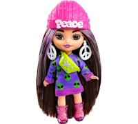 Barbie Extra Mini Minis Vestido Aliens Muñeca pequeña con Conjunto de Moda, Juguete +3 años (Mattel HLN46)