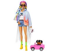 Barbie Extra Muñeca articulada con Trenzas de Colores, Accesorios de Moda y Mascota (Mattel GRN29)