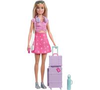 Barbie Family & Friends ‘Malibu’ Aventuras sin límites, muñeca de Moda Rubia, Equipaje y Accesorios con temática de Viaje, JMJ47