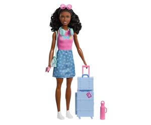 Barbie Family & Friends Muñeca Morena ‘Brooklyn’ Aventuras sin límites | Con equipaje y accesorios temáticos de viaje, JMJ48