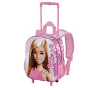 Barbie Fashion-Mochila 3D con Ruedas Pequeña, Rosa, 26 x 34 cm, Capacidad 12,5 L