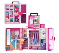 Barbie Fashionista Armario de ensueño 2.0 Maletín para gardar ropa de muñeca con +30 accesorios de moda, muñeca no incluida, juguete +3 años (Mattel HBV28)