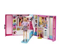 Barbie Fashionista Armario de ensueño Muñeca con vestidor portátil de juguete con más de 25 accesorios de moda (Mattel GBK1)