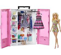 Barbie Fashionista Armario Portable con muñeca incluida, Ropa, complementos y Accesorios de muñecas (Mattel GBK12)