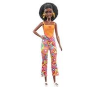 Barbie Fashionista con Conjunto Flores Retro Muñeca afroamericana con Traje 2 Piezas y Accesorios de Moda, Juguete +3 años (Mattel HPF74)