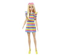 Barbie Fashionista con ortodoncia Muñeca Rubia con Vestido Multicolor y Accesorios de Moda, Juguete +3 años (Mattel HJR96)