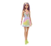 Barbie Fashionista Mono prismas arcoíris Muñeca con Pelo Rubio con mechas con Reloj, Juguete a la Moda +3 años (Mattel HBV22)