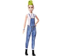 Barbie - Fashionista Muñeca con Cabello Verde Peinado y Peto Tejano (Mattel FXL57), Multicolor