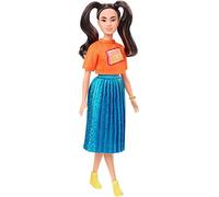 Barbie Fashionista, muñeca con Camisa de Leopardo neón y Pantalones Cortos de Bicicleta Rosa (Mattel GHW59)