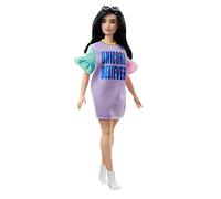 Barbie - Fashionista Muñeca con Pelo Negro y Piel Blanca con Vestido Unicorn, Color: Surtido, Mattel FXL60