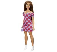 Barbie Fashionista Muñeca Curvy Vitiligo con Vestido de Lunares y Accesorios de Moda de Juguete (Mattel GRB62)