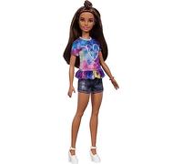 Barbie Fashionista Muñeca Morena con moño y Shorts Tejanos (Mattel FYB31)