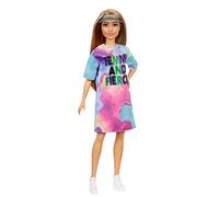 Barbie Fashionista Muñeca Morena con Vestido teñido Tie Dye y Accesorios de Moda (Mattel GRB51)