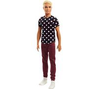 Barbie Fashionista, Muñeco Ken rubio, camiseta de lunares (Mattel FJF72)