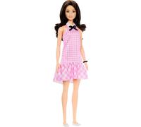 Barbie Fashionistas Doll #224 with Black Wavy Hair, Pink Gingham Dress & Accesso