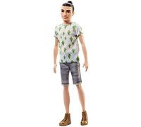 Barbie Fashionsita, muñeco Ken moreno con coleta, Multicolor (Mattel FJF74)