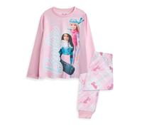 Barbie Girls Pyjama Set | Childrens Snow Winter Ski Snowboard Doll Graphic PJs | Seasonal Long Sleeve Long Leg Complete Matching Nightwear Set | Toy Fashion Series Merchandise Gift for Kids