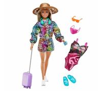 Barbie Holiday Fun Doll (12 Inches), Blonde Highlighted Hair, Travel Tote & Hat, Swimsuit & Summer Accessories, Great Gift for Kids 3 to 7 Years Old