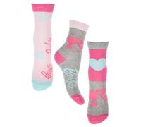 Barbie - Juego de 3 calcetines de algodón, para niñas y niñas, gris, 27-30