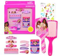 Barbie Juego de accesorios para el cabello para niñas, paquete con cepillo, 4 clips a presión, 3 pasadores, 8 terries, 5 elásticos, más calcomanías | Accesorios para el cabello Barbie para niñas y