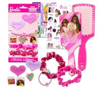 Barbie - Juego de accesorios para el cabello para niños, paquete con cepillo de pelo Barbie, coleteros para el cabello Barbie, crea una cara y más | Accesorios para el cabello Barbie para niñas