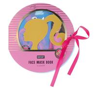 Barbie - Juego de máscaras de tela estampadas, ácido hialurónico, calmante con aloe vera, iluminador con vitamina C, vegano Skincare para relajarse y divertirse (4 máscaras diferentes de algodón)