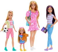 Barbie Juego de muñecas de hermana con ropa y accesorios, incluye Barbie, Skipper, Stacie y Chelsea