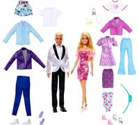 Barbie Juego de muñecas Ken con 2 muñecas de Moda, Ropa y Accesorios, Incluye Vestidos, Camisetas, Pantalones, Trajes de baño y más