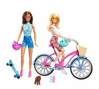 Barbie Juego de muñeco de bicicleta de playa HJY84 - monopatín azul y accesorios
