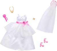 Barbie Juego de novia para muñeca Barbie para el día de la boda, 1 vestido con accesorios para una apariencia completa