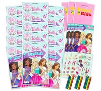 Barbie Juego de recuerdos de fiesta: paquete con 15 paquetes de actividades con libro para colorear, calcomanías y más | Paquete de suministros de cumpleaños Barbie