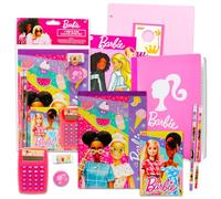 Barbie Juego de suministros escolares - Paquete de papelería con estuche para lápices, lápices, gomas de borrar, tatuajes, cuaderno, más | Suministros escolares Barbie para niñas