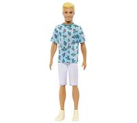 Barbie Ken Fashionistas Muñeco n. 211 con el Pelo Rubio, Camiseta de Cactus y Pantalones Cortos Blancos con Zapatillas, HJT10