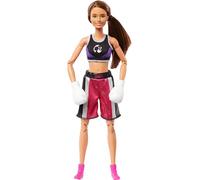 Barbie Made to Move Muñeca y accesorios, boxeadora morena con ropa de quita y pon, guantes de boxeo y 22 puntos de articulación flexibles, HRG40