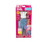 Barbie Juego de diseñador de moda DIY - Haz tu propio look casual | Incluye camiseta, leggings, calcomanías, cintas y sello | Kit de juguetes creativos de moda para niños a partir de 5 años