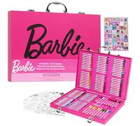 Barbie Maletin Pinturas para Niñas, Incluye +130 Piezas de Arte para Viaje o Escuela