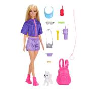 Barbie “Malibu” Aventuras al Aire Libre Muñeca con Atuendo de aventurera, con más de 10 Accesorios de Acampada, Incluido un cachorrito, JJV59