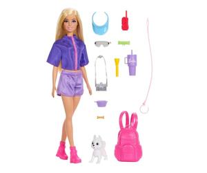 Barbie Malibu Aventuras al aire libre Muñeca de moda | con más de 10 accesorios de acampada, incluye cachorro mascota, JJV59