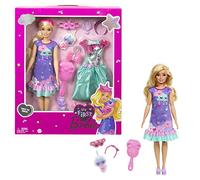 Barbie - Mi Primera, Juguete para niñas y niños de más de 3 años, Mi Primera Malibú Noche y Día Muñeca Rubia, 34 cm, con Cuerpo blandito, Conjuntos de Moda y Accesorios (Mattel HMM66)