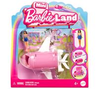 Barbie Mini Barbieland Avión que cambia de color con el agua para mini figuras con muñeca pequeña morena, juguete +4 años (HYF40)