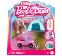 Barbie Mini Barbieland Coche jeep descapotable que cambia de color con el agua para mini figuras con muñeca pequeña rubia y tienda de campaña, juguete +4 años (HYF43)