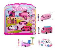 Barbie Mini BarbieLand Conjunto de 4 muñecas y vehículos, incluye 4 muñecas Barbie de 3,81cm y 4 vehículos de juguete emblemáticos con sorpresa de cambio de color, JGL30