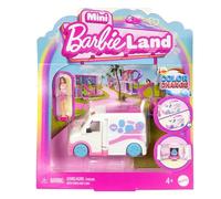 Barbie Mini BarbieLand Conjunto de muñeca y vehículo de juguete, con muñeca Barbie de 3,81cm, ambulancia que cambia de color y consulta médica, JCR34