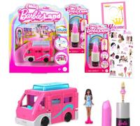 Barbie Miniland - Juego de muñeca y vehículo - Paquete con 3 mini muñecas Barbieland, vehículo de juguete, calcomanías, más | Recuerdos de fiesta de Barbie para niñas y niños