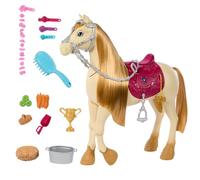Barbie Misterios: En Busca de la Yegua Perdida Caballo Dance & Show, Caballo de juguete con sonidos para muñecas con trofeo y accesorios de establo, inspirado en la serie,+3 años, HXJ42